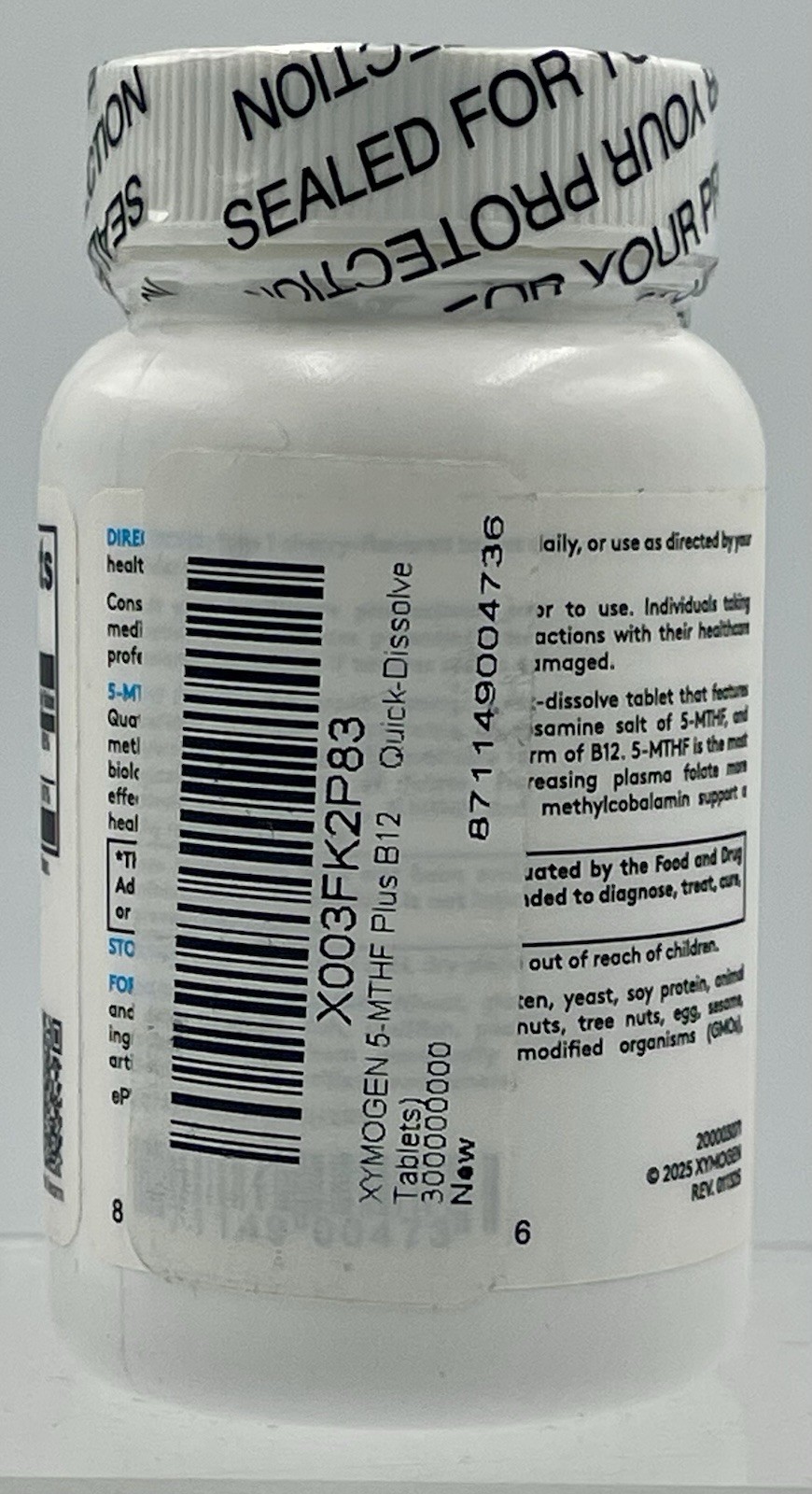 XYMOGEN 5-MTHF Plus B12 Methyl B12 Active Folate Supplement EXP12/2026