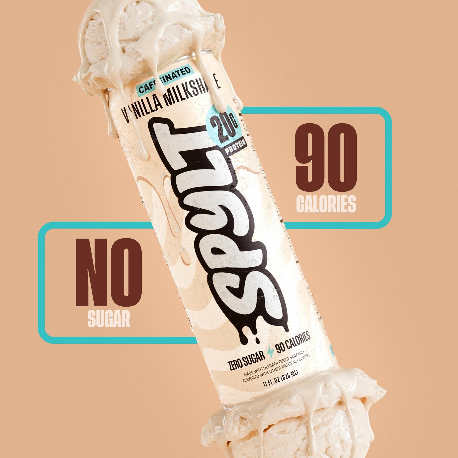 Spylt High Protein Vanilla Milkshake with 60mg Caffeine 132 Fl Oz (Pack of 1)