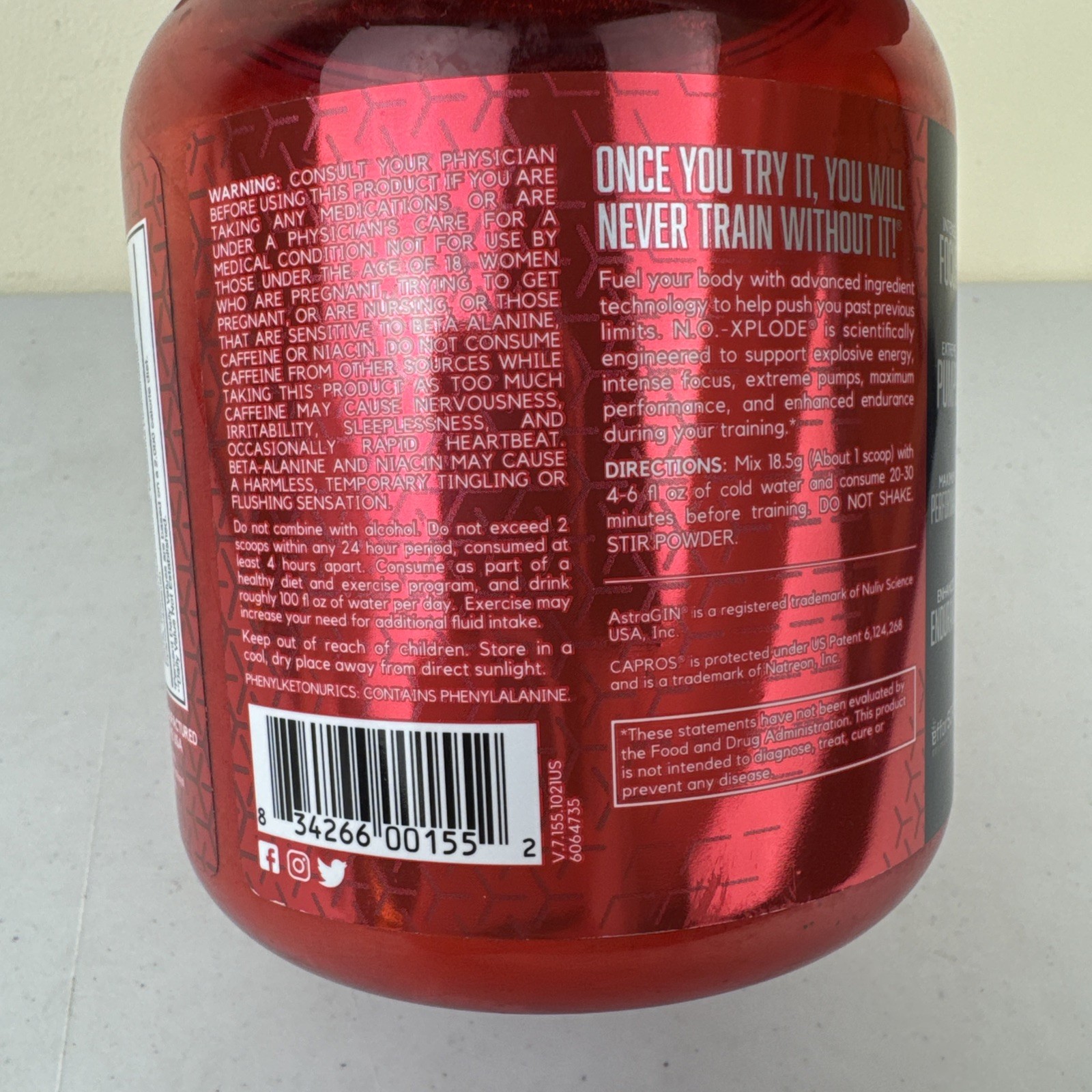 BSN N.O.-XPLODE Pre Workout Powder Energy Supplement Blue-Raz Brand New Exp 1/27