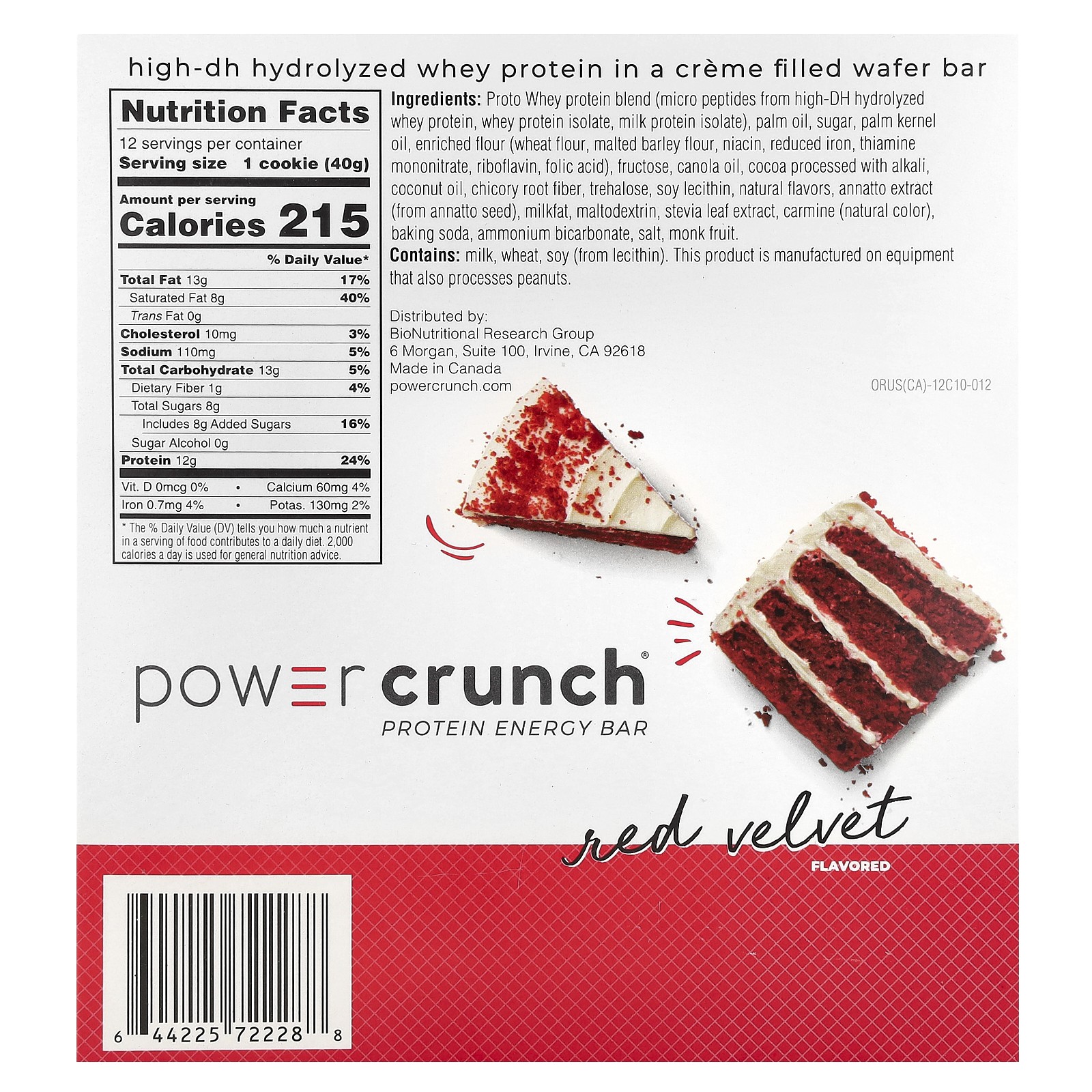 Power Crunch Protein Energy Bar, Red Velvet, 12 Bars, 1.4 oz (40 g) Each