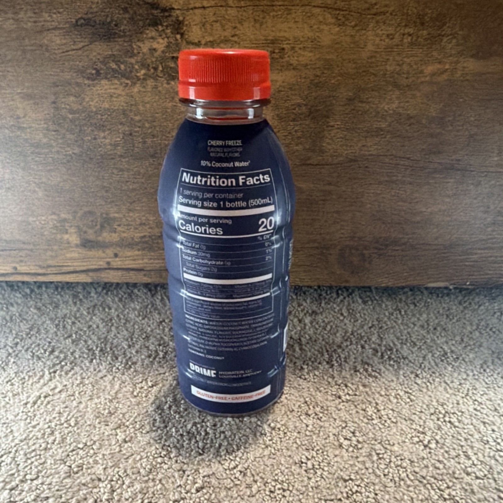 Prime Hydration Drink Cherry Freeze 16.9 fl oz Gluten-Free Caffeine-Free
