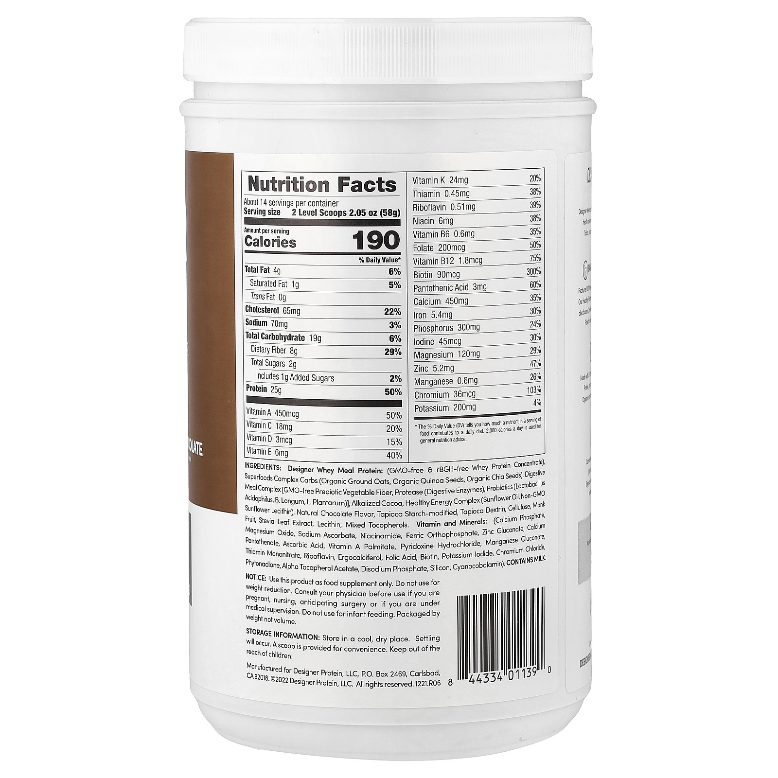 Designer Whey, Meal Replacement Protein Powder, Milk Chocolate, 1.72 lb (783 g)