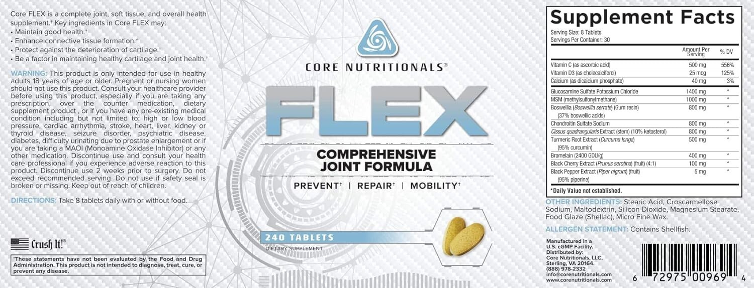 Core Nutritionals Flex Platinum Comprehensive Joint Health – 240 Tablets
