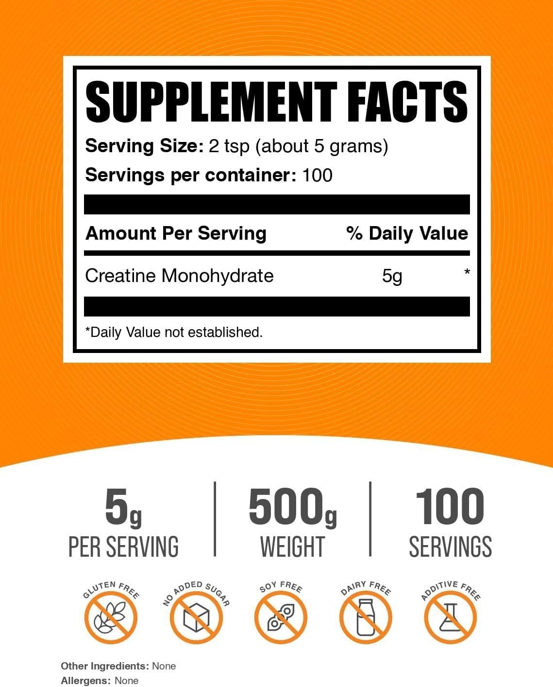 Gluten-Free Micronized Creatine Powder – 5g Each Serving, 1.1 lbs of Pure Power