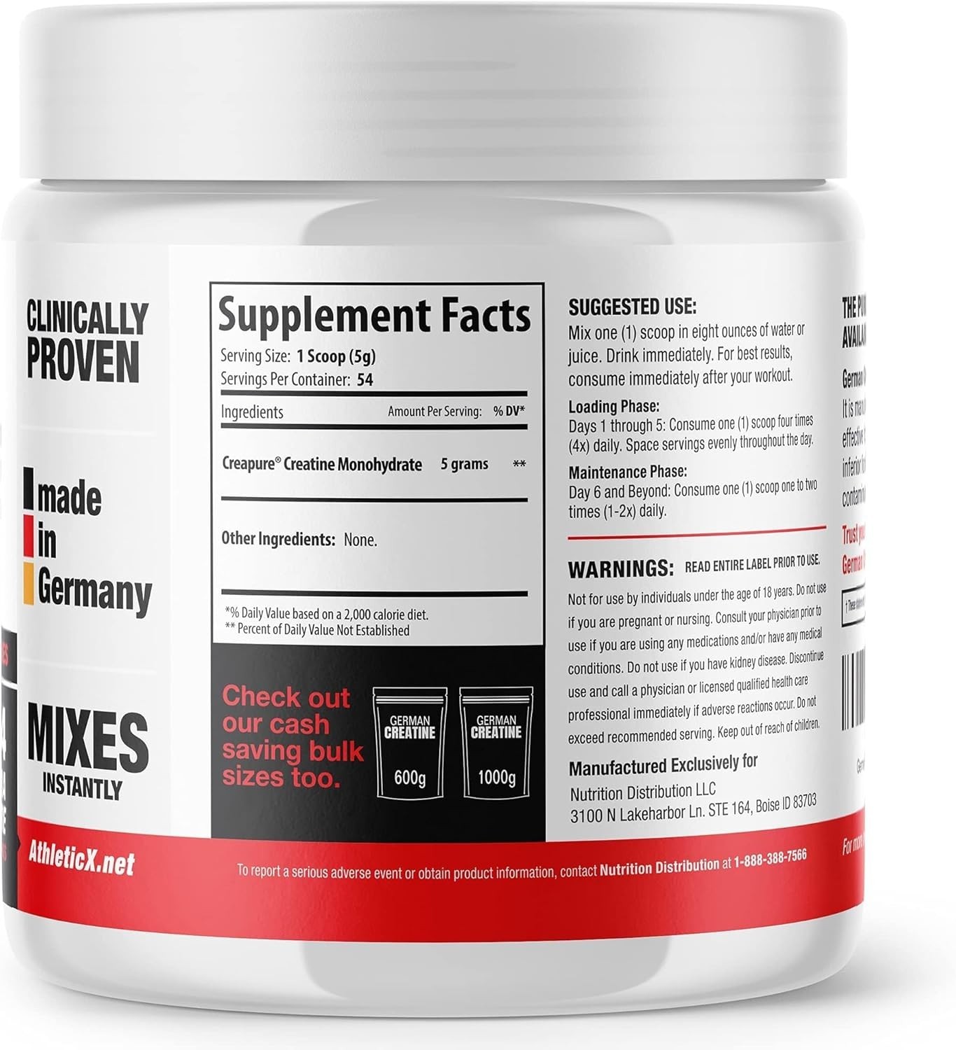 Micronized Creatine Monohydrate Powder, 99.99% Pure Creapure for Muscle Growt…
