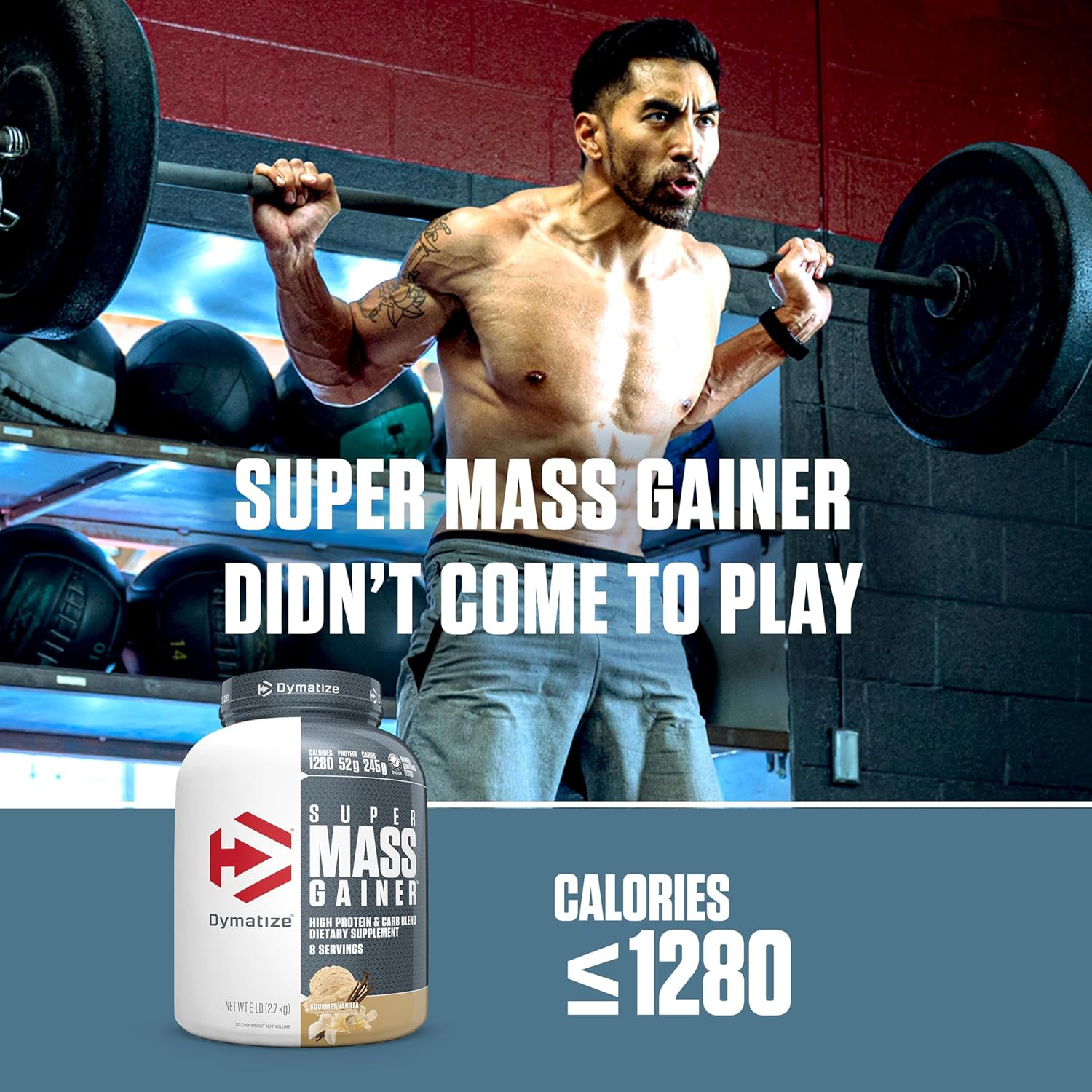 Dymatize Super Mass Gainer Protein Powder, Gourmet Vanilla, 52G Protein, 1G Crea