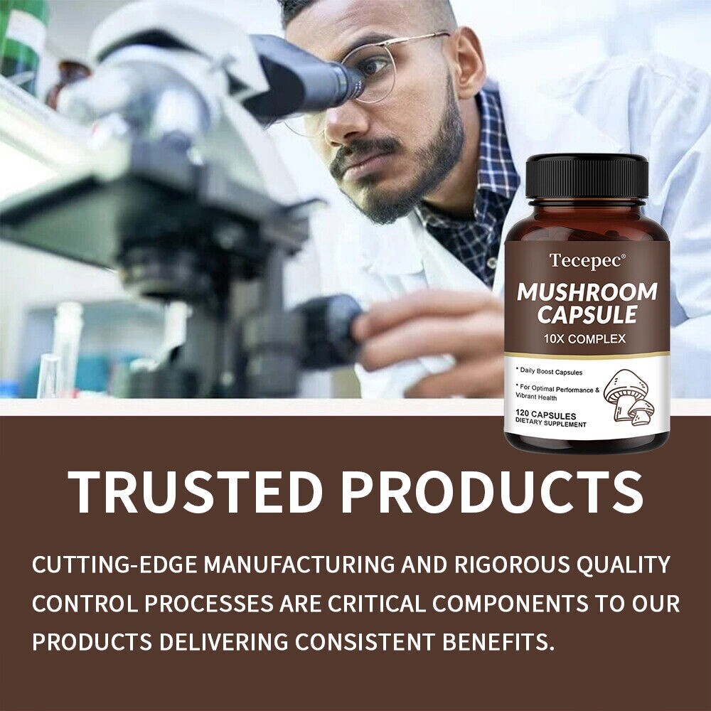 10x Mushroom Complex Supplement, Lions Mane, Reishi, Shiitake, Immune Capsule