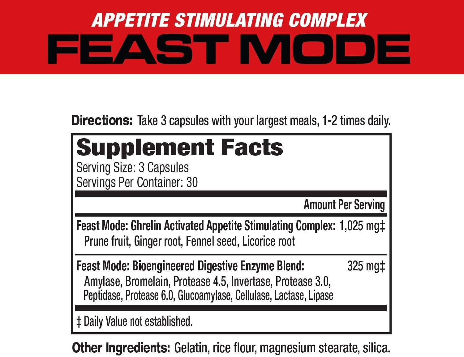 MuscleMeds Feast Mode Weight Gainer Pills Increased Appetite 90 Capsules New