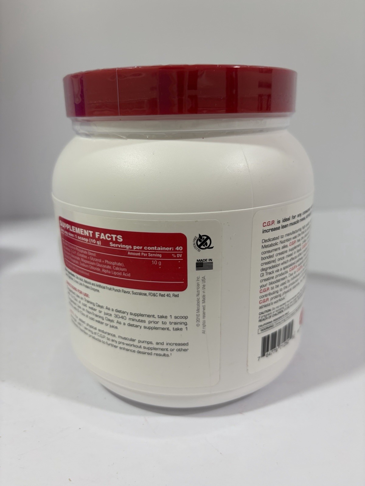 Metabolic Nutrition CPG Creatine Glycerol Phosphate 100% Micronized Fruit Punch