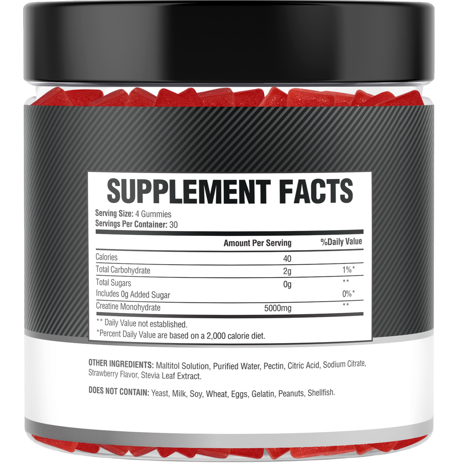 DivinusLab Creatine Monohydrate Gummies 5g Pre Workout For Building Muscle 120Ct