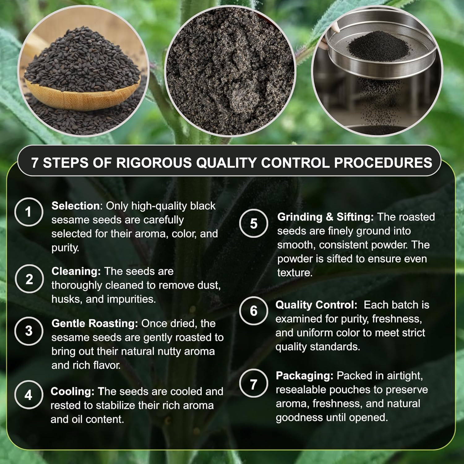 Black Sesame Powder 12.3Oz, Vegan Gluten-Free Non-Gmo, Plant Protein & Fiber, Ri
