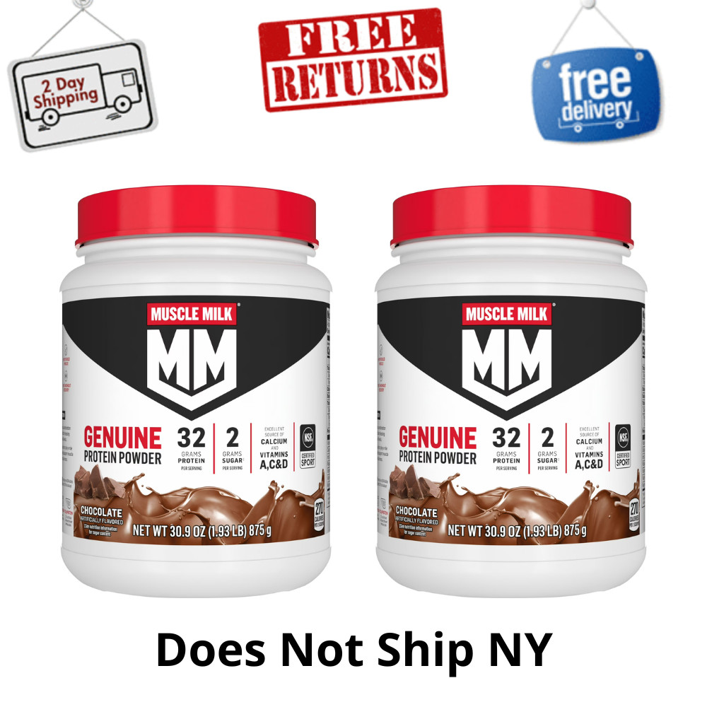Muscle Milk Genuine Protein Powder, Chocolate, 1.93 Pound, 12 Servings, 2 Pack