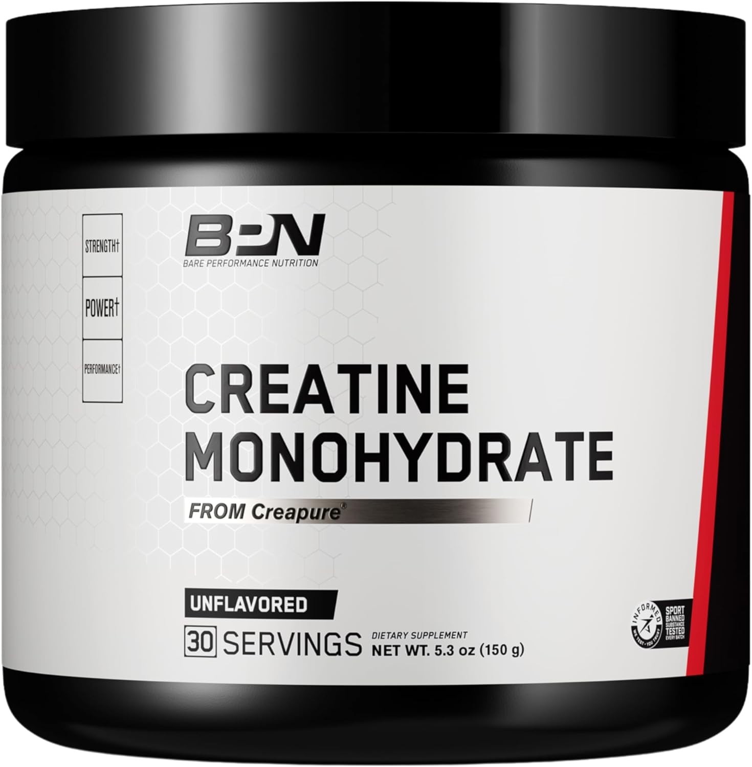 Pure Creatine Monohydrate Powder Creapure 5g Serving Unflavored 30 Servings