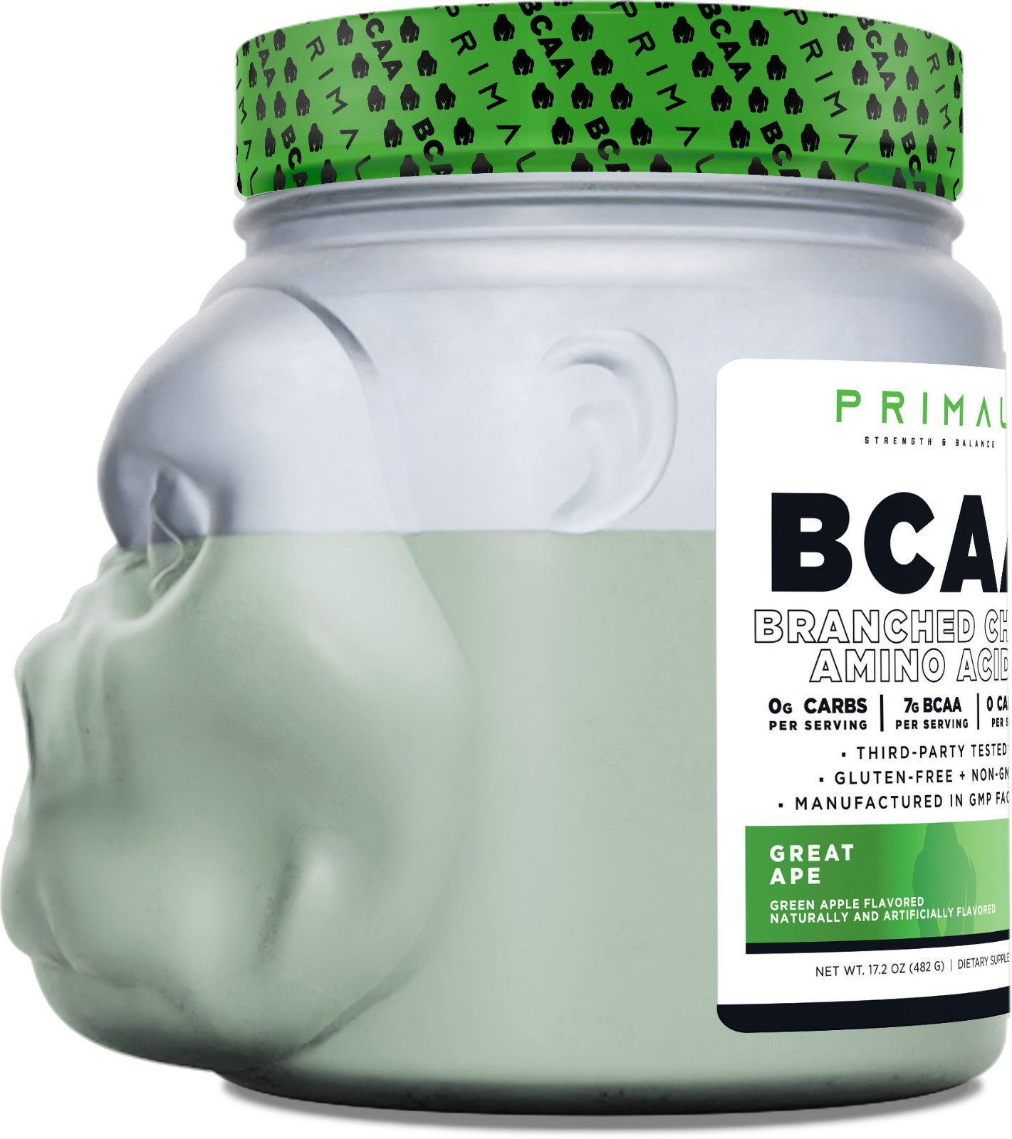 Primal BCAA Powder Great Ape (45 SERV) (Green Apple Flavored) – 0 g Carbs