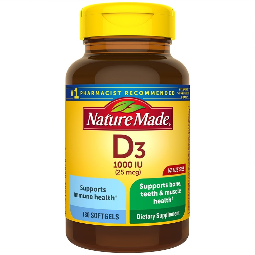 Nature Made Vitamin D3 1000 IU, 180 Softgels