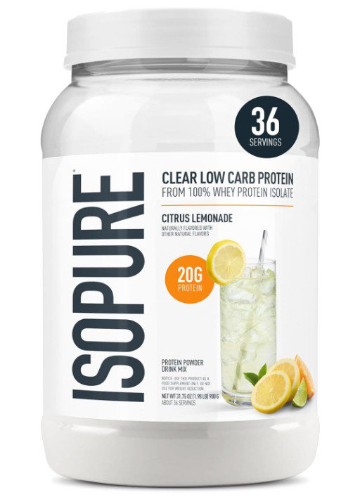 Isopure Clear Whey Isolate Protein Citrus Lemonade, 36 Servings, 1.9 lb
