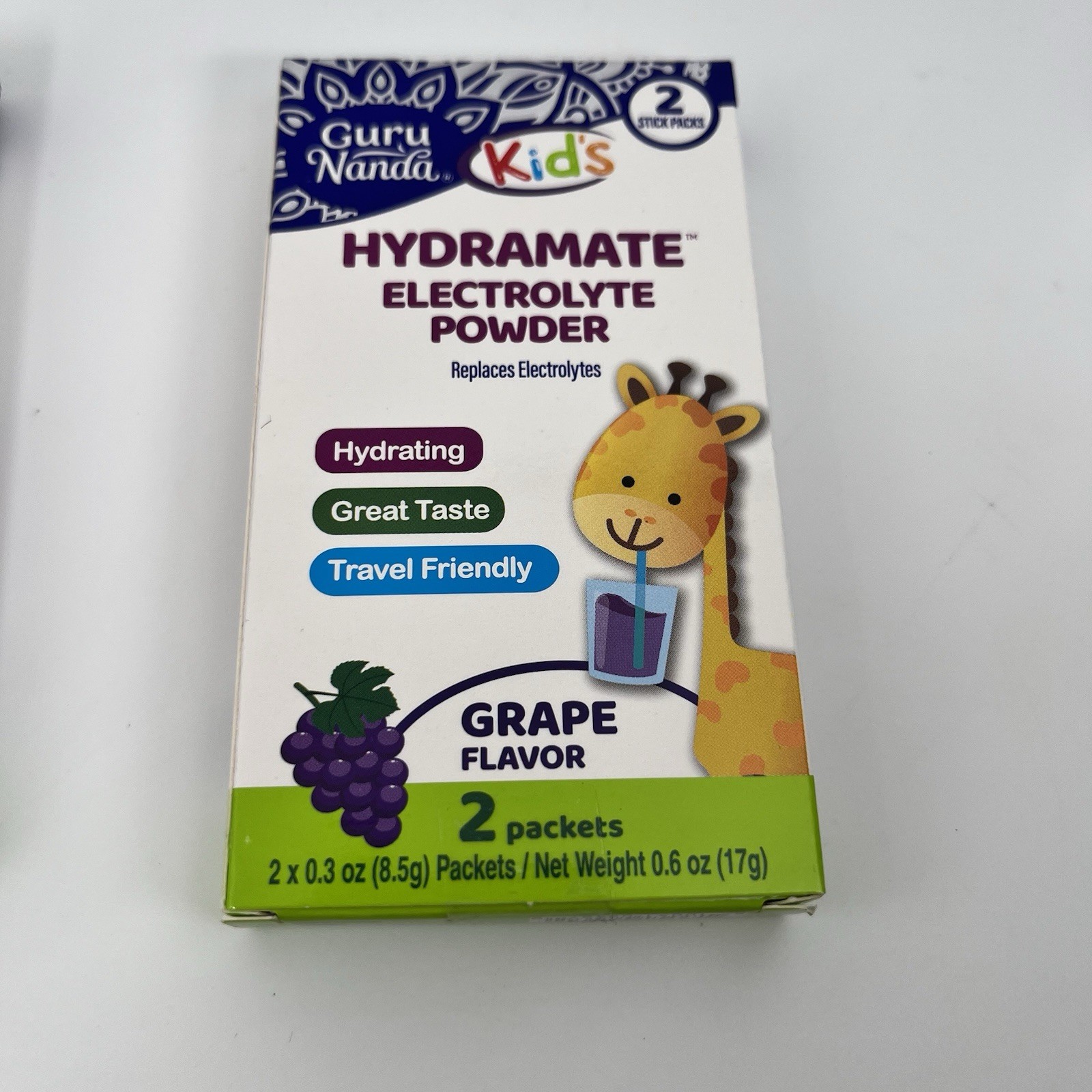 Guru Nanda Hydramate 3 boxes Kids Electrolyte Powder 2 box Apple & 1 Grape NEW