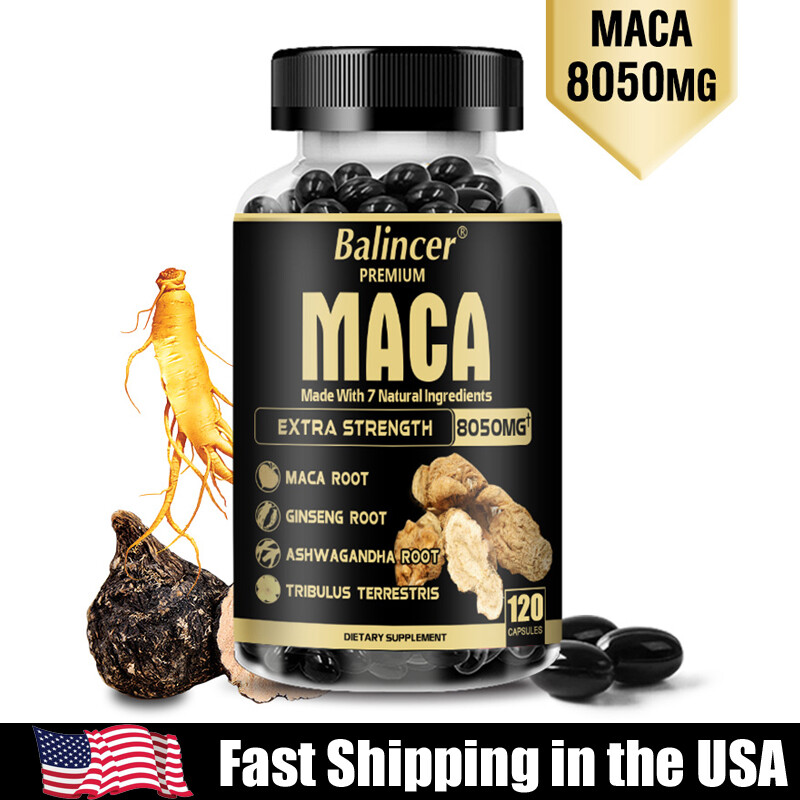 Organic Maca Root Extract 300mg, with Ashwagandha Root and Ginseng Root Vegan