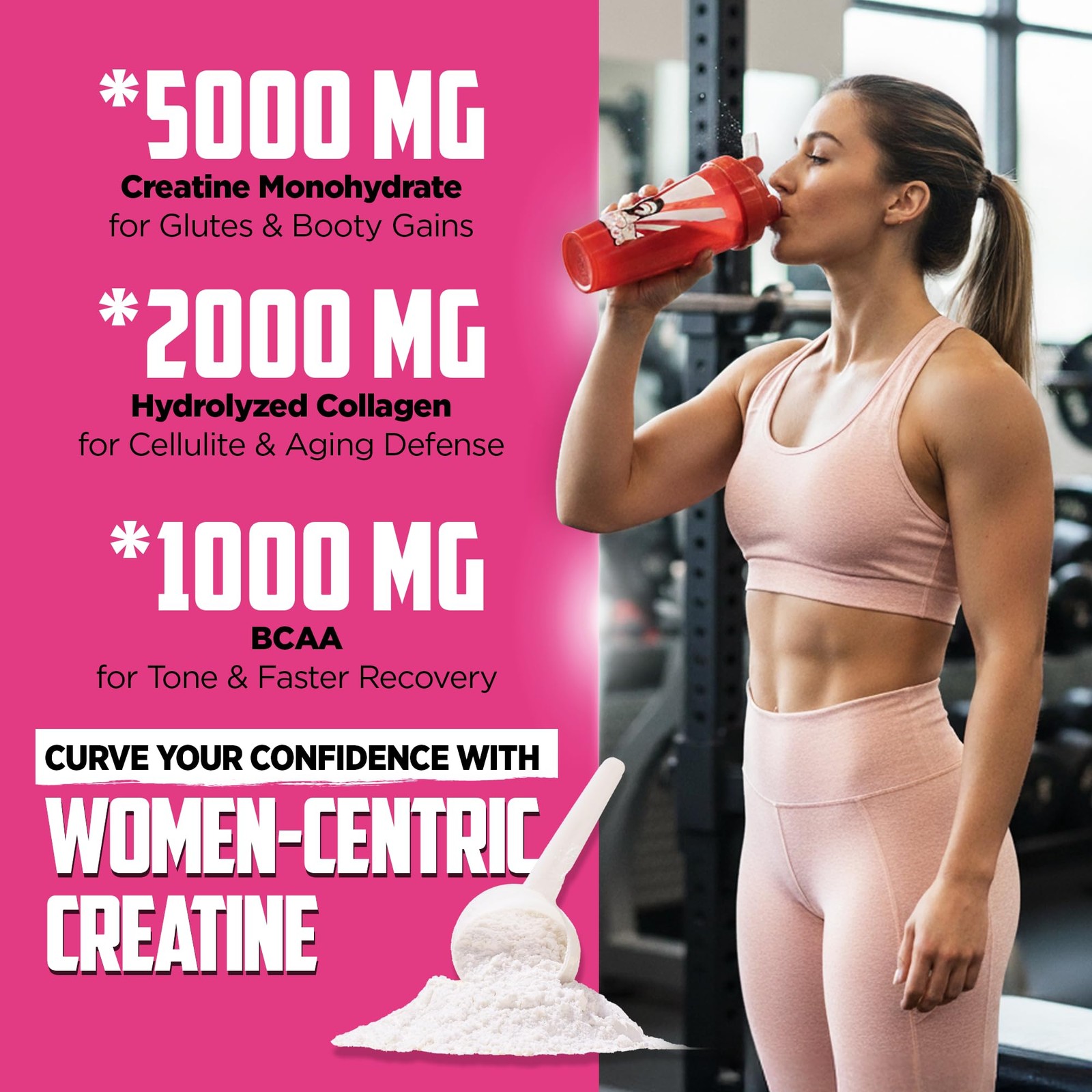 Monohidrato De Creatina Polvo Con Colágeno Para Crecimiento Muscular De Mujeres