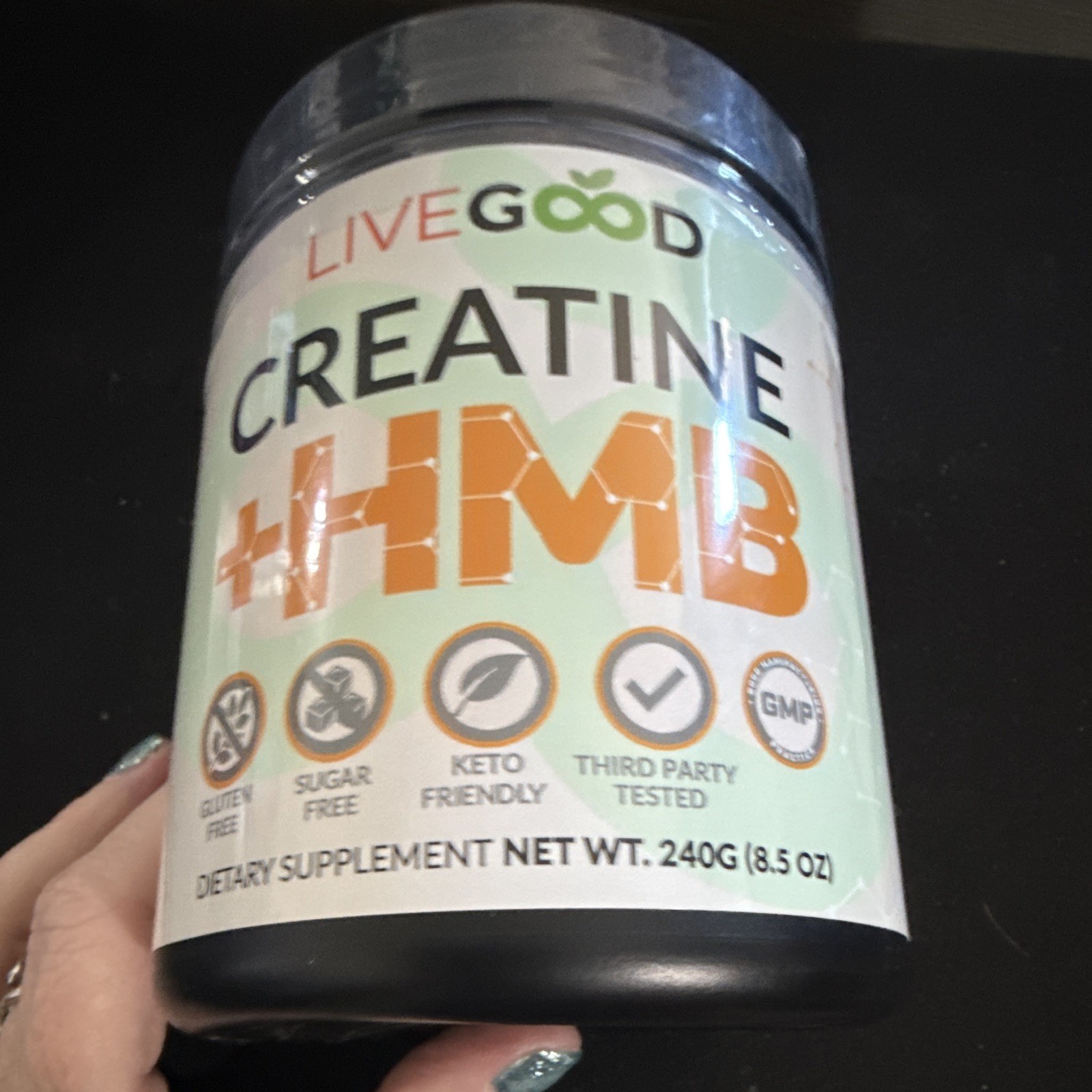 LiveGood Creatine + HMB Powder Unflavored Keto Friendly 3rd Party Tested 8.5 oz