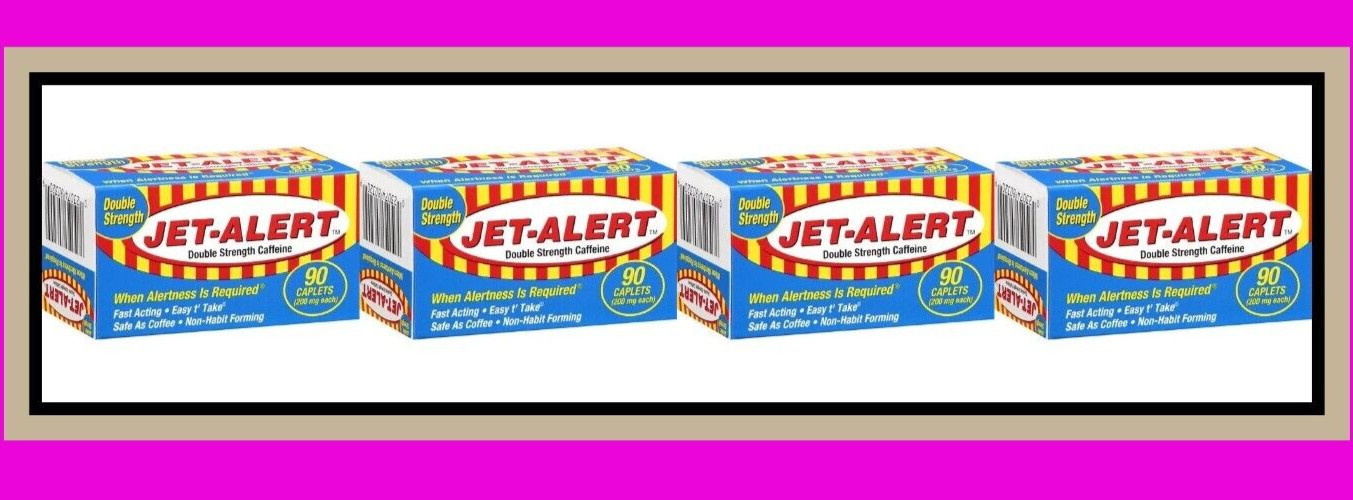 Jet Alert Stay Awake Caffeine Tablets 4 Boxes-New