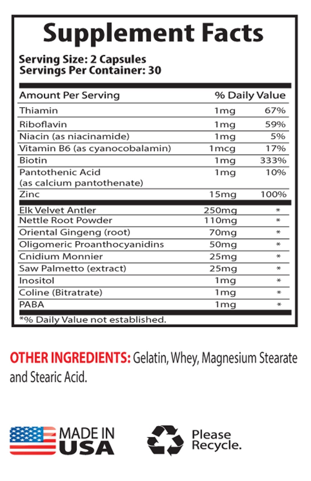 Male Stronger Orgasms Supplement – Elk Velvet Antler 550mg – Ginseng Extract 3B