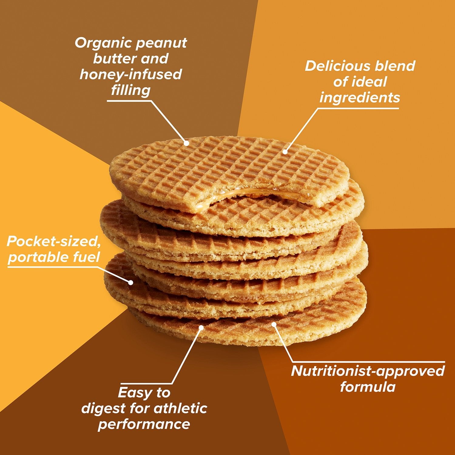 Honey Stinger Organic Energy Waffle, Peanut Butter, Caffeine Free Healthy Snack,