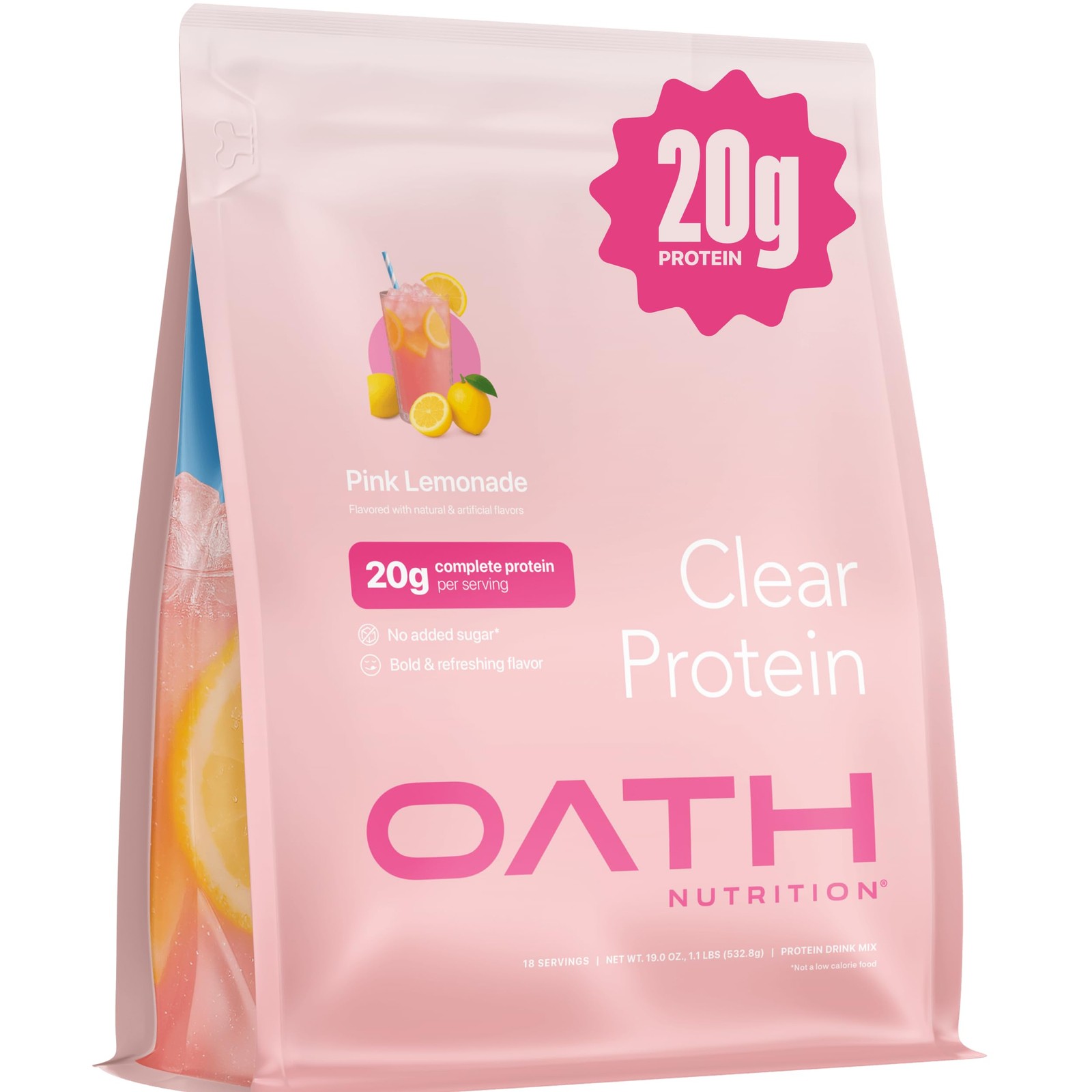 Clear Whey Isolate Protein Powder, Pink Lemonade, 20g Complete Protein per