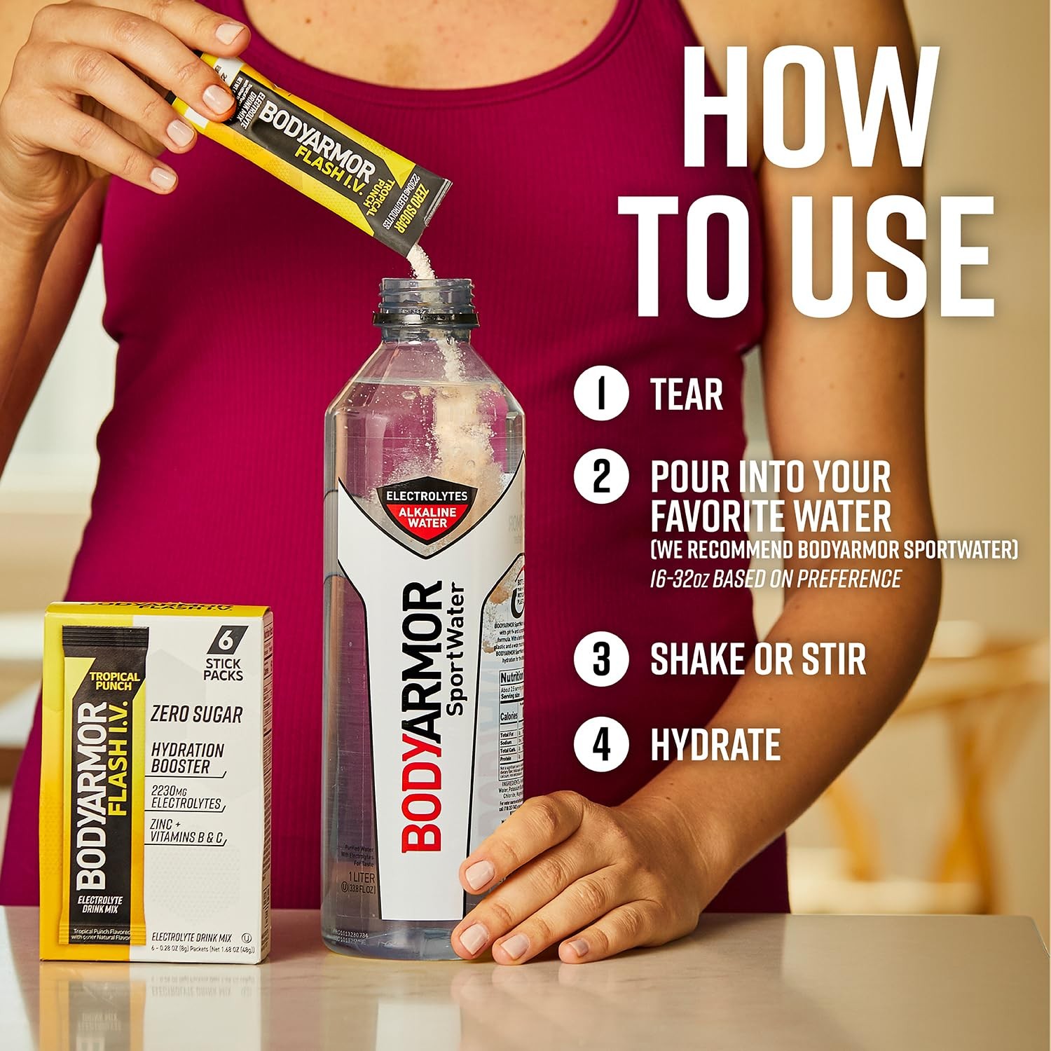 BODYARMOR Flash IV Electrolyte Packets, Tropical Punch 3.75 Ounce (Pack of 1)
