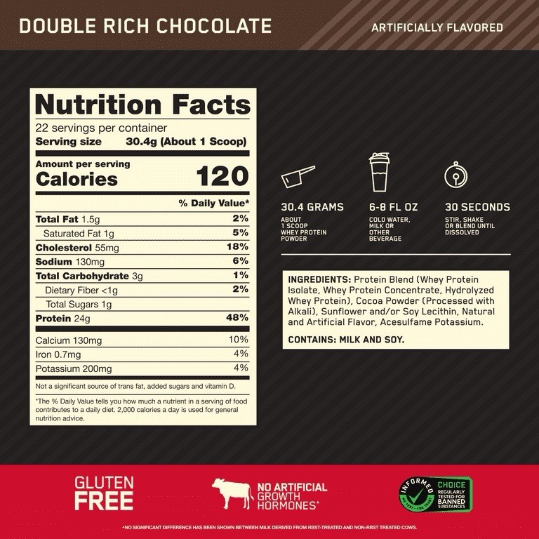 Optimum Nutrition Gold Standard 100% Whey Double Rich Chocolate 1.5 lb