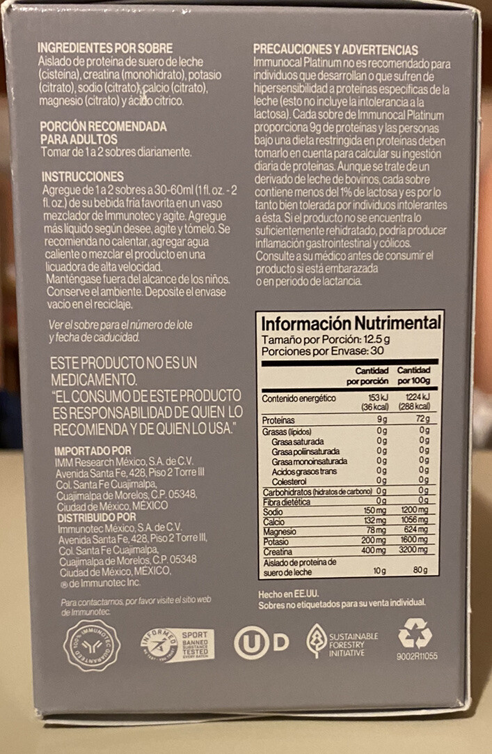 SPECIAL PRICE IMMUNOCAL PLATINUM 30 PK,Natural source of Glutathione.Exp:10/2024