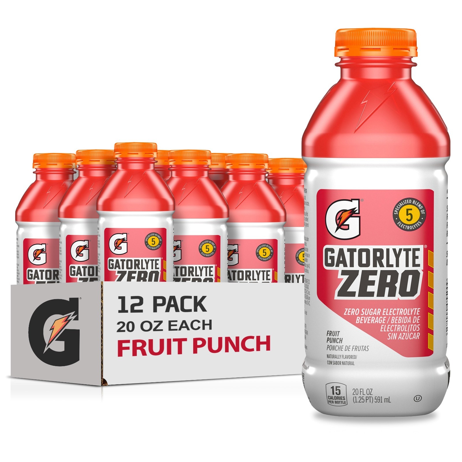 (12 pack) Gatorade Gatorlyte Fruit Punch Electrolyte Sports Drink, 20 fl oz Bott