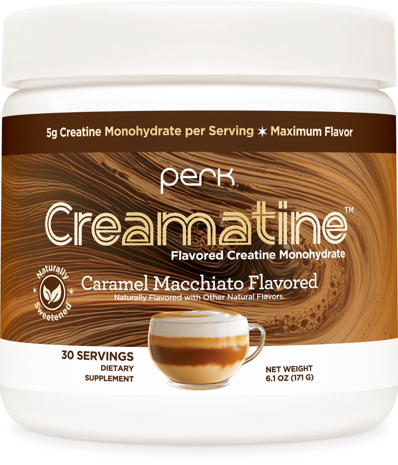 Perk Creamatine (Caramel Macchiato) 30 Servings – Flavored Creatine Monohydrate