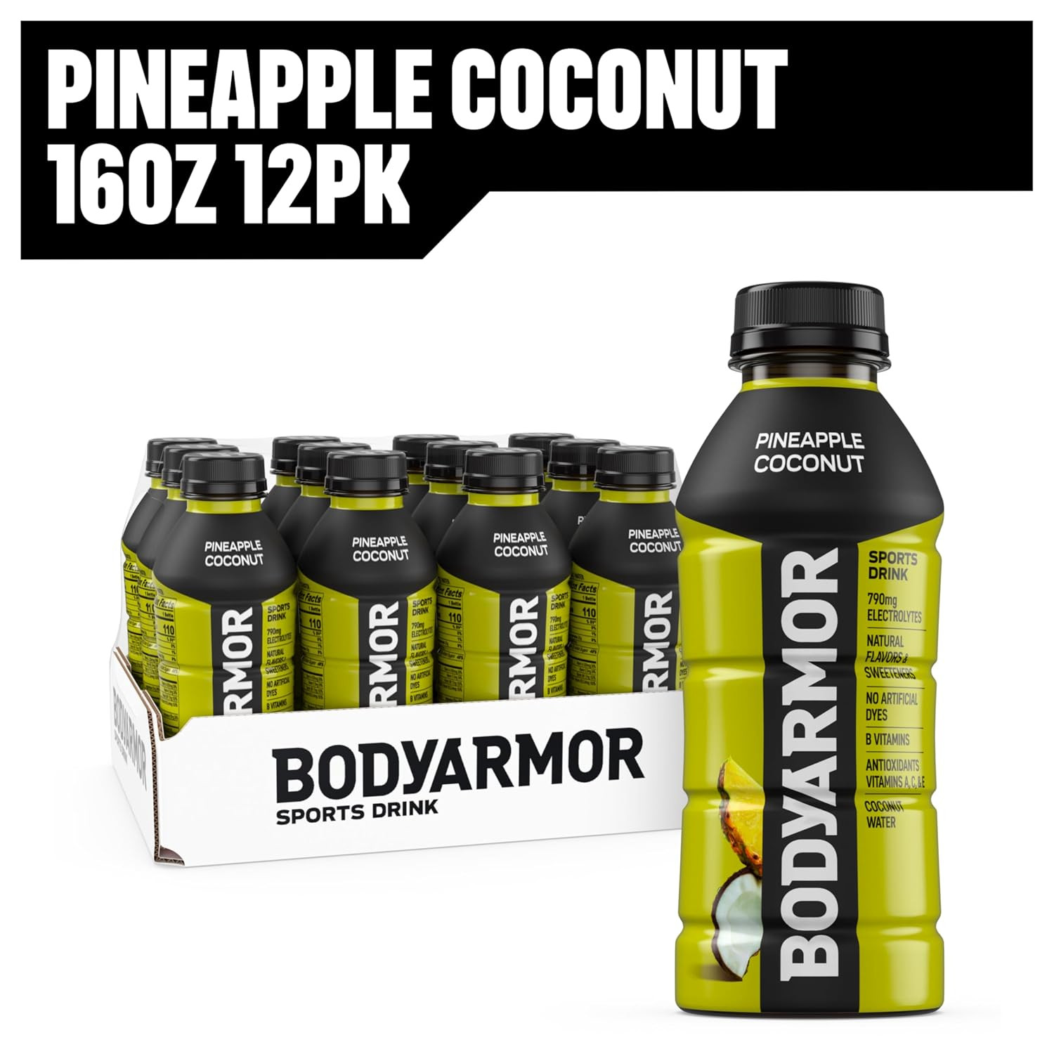 BODYARMOR Sports Drink, Pineapple Coconut Electrolyte Drink, 16 Oz (12 Pk) | Coc