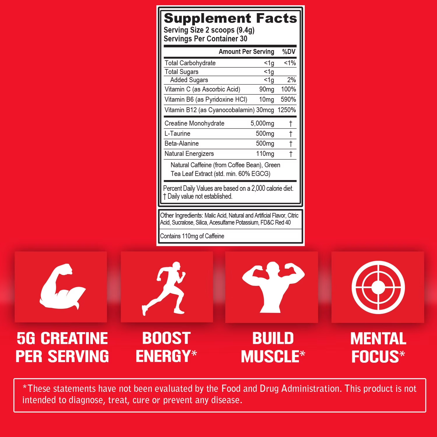 Creatine Energy – Supports Muscle Growth, Boosts Energy, Endurance & Cognition –