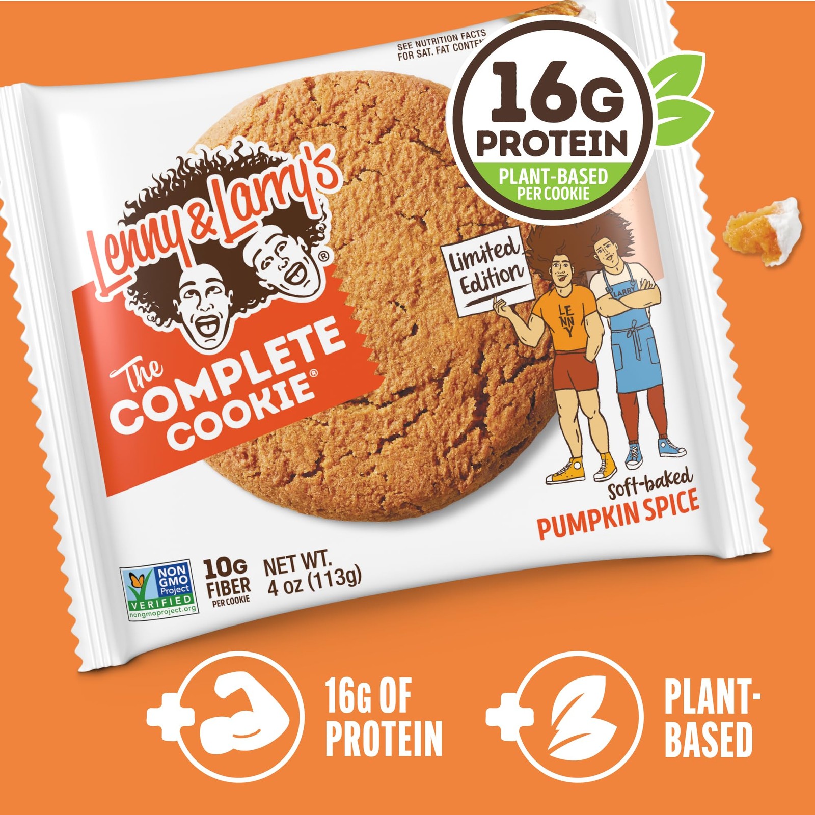 Lenny & Larry’s Complete Protein Cookie Pumpkin Spice Chewy Soft Baked 16g Plant