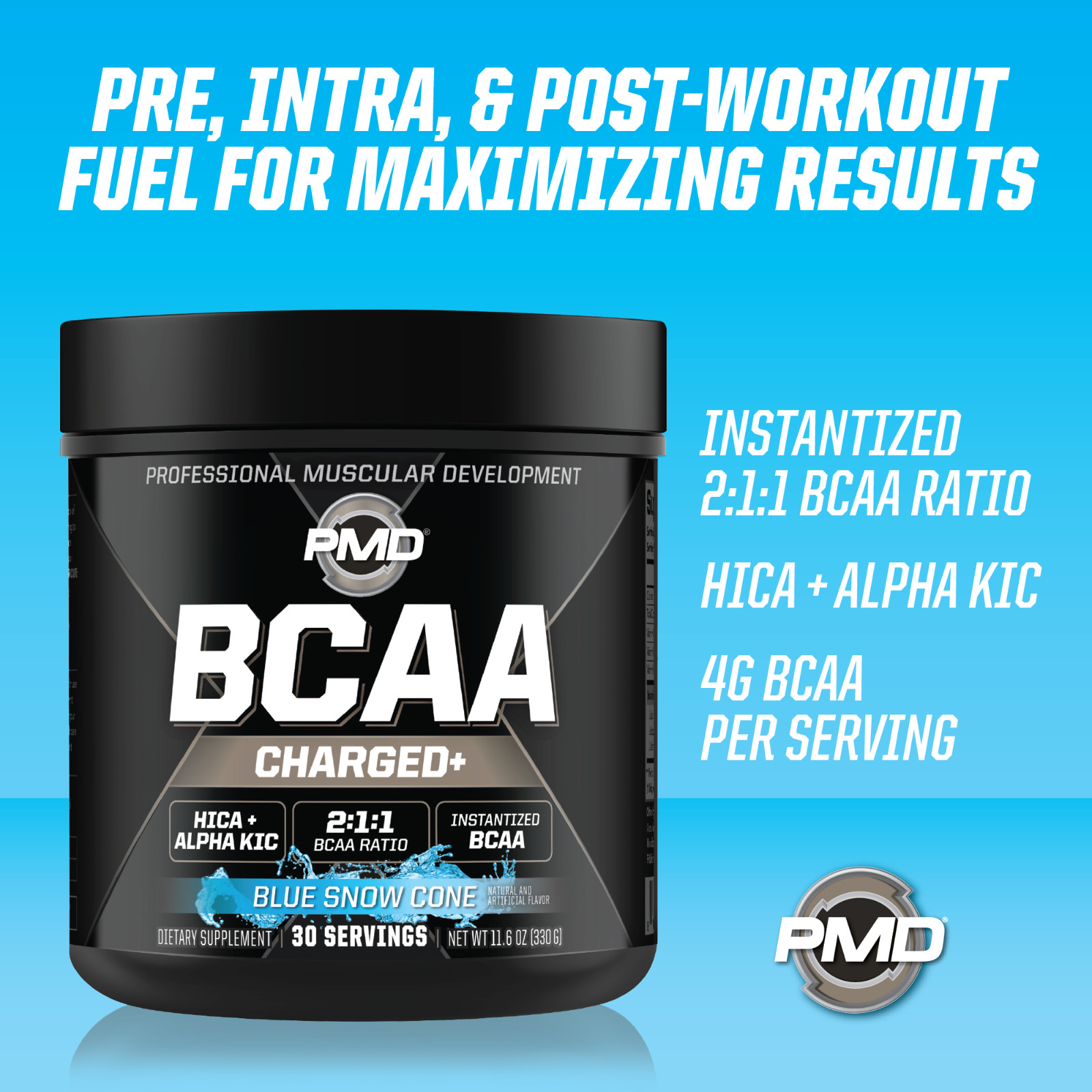 BCAA Charged Amino Acid Drink-Performance – Recovery – Blue Snow Cone (30 Serve)