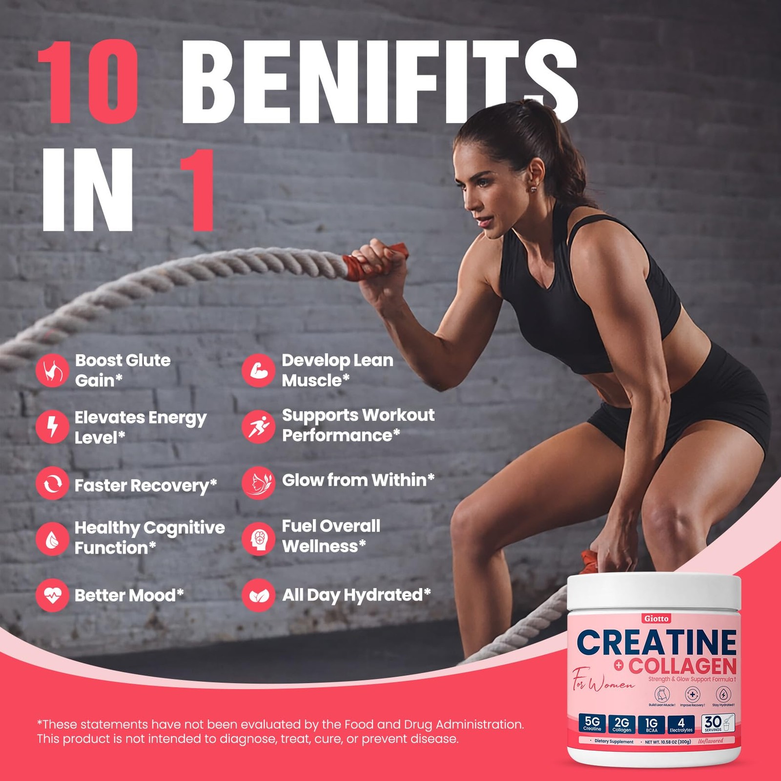 Creatine for Women, USP Grade Micronized Creatine Monohydrate Powder with Col…