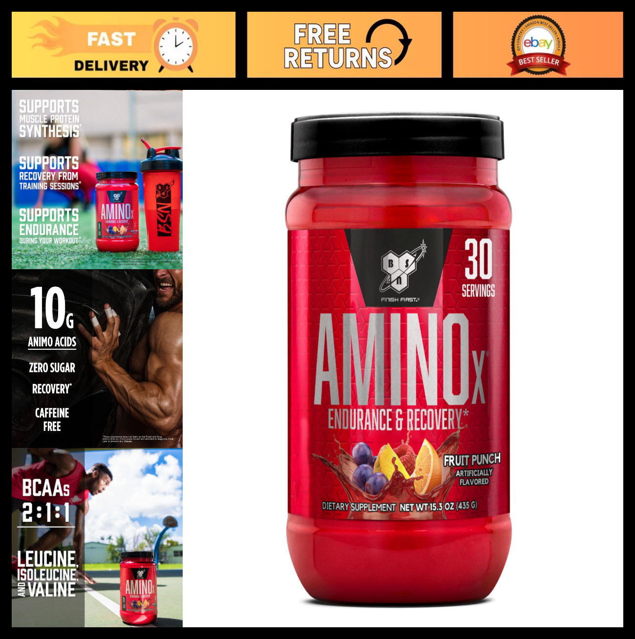 Amino X Muscle Recovery Powder – BCAAs, 10g Amino Acids, Keto Friendly, Zero Sug
