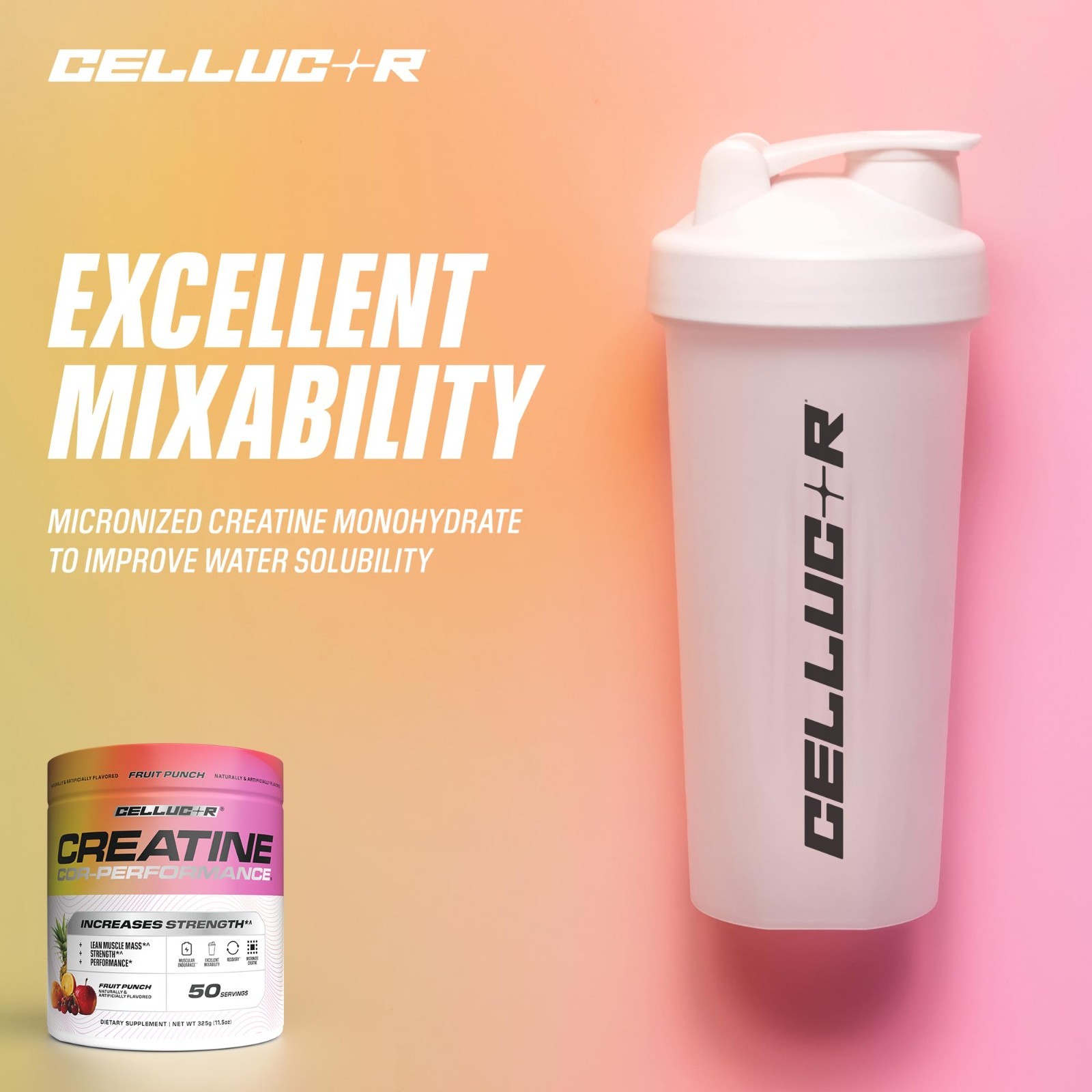 Creatine Powder Fruit Punch Boost Strength, Lean Muscle & Endurance, 5g/Serving