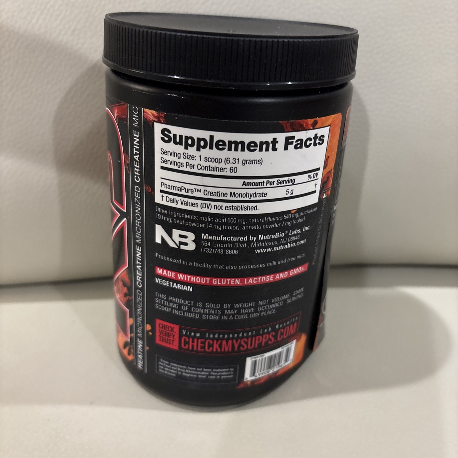Nutrabio ~ Micronized Creatine Burst ~ Island Splash 13.4oz 60ser Exp 01/28