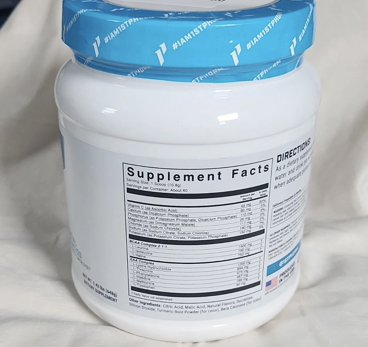 1st Phorm EAA Essential Amino Acids Powder Tropical Mango 1.4 lb Gluten-Free
