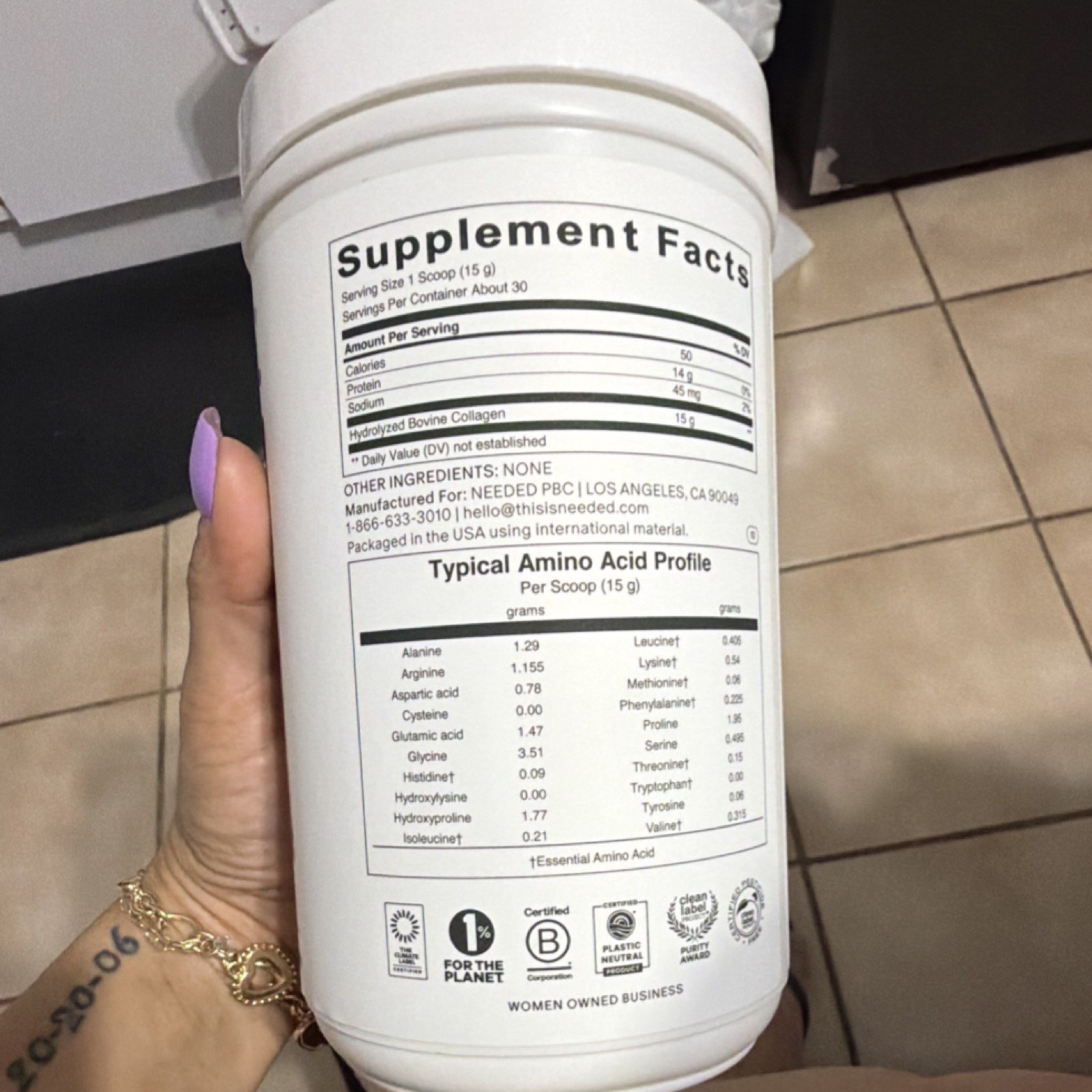 NEEDED. Collagen Protein Powder Hydrolyzed Bovine Collagen Non-GMO 15.9 oz