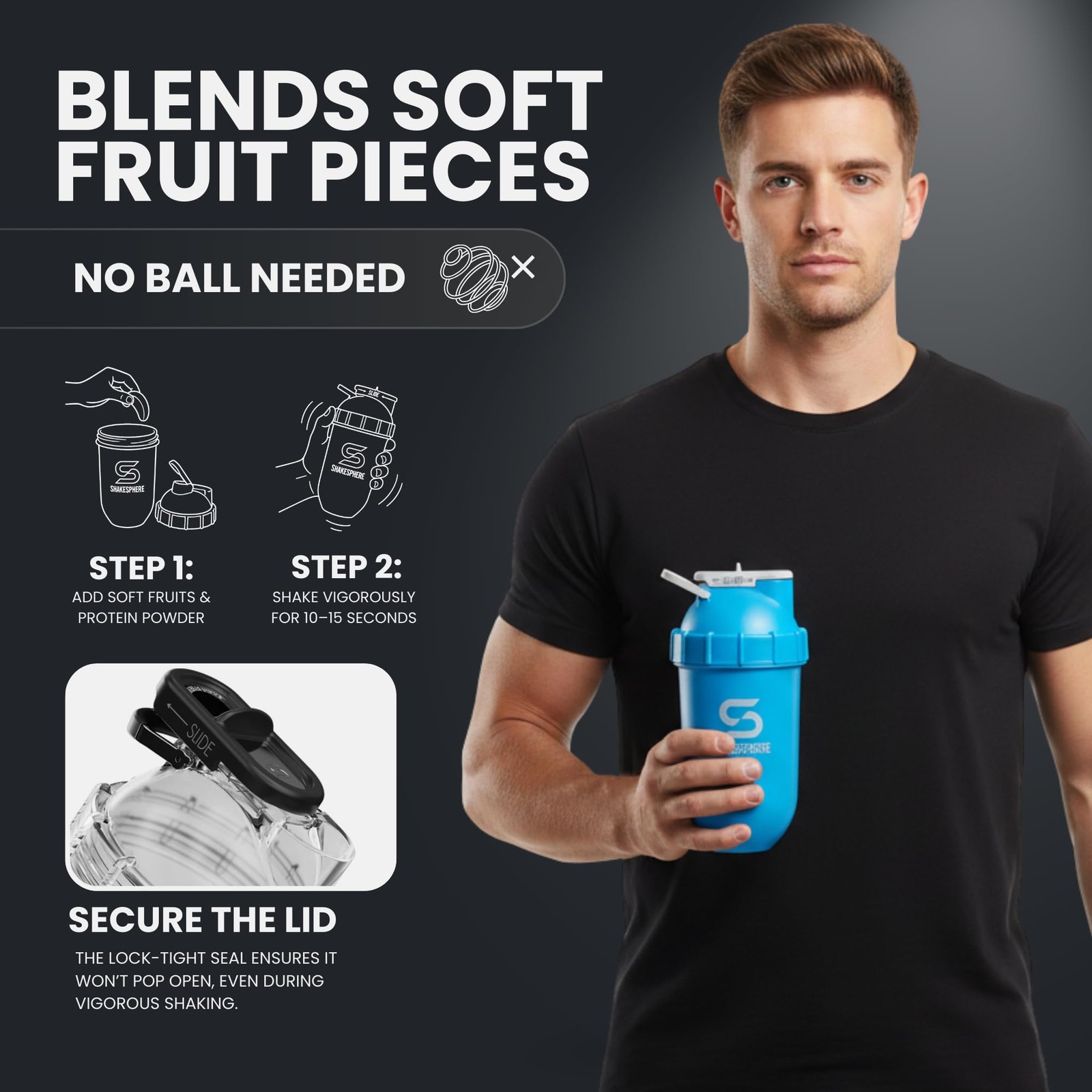 Shakesphere Tumbler Protein Shaker Bottle And Smoothie Cup 24 Oz – Bladeless