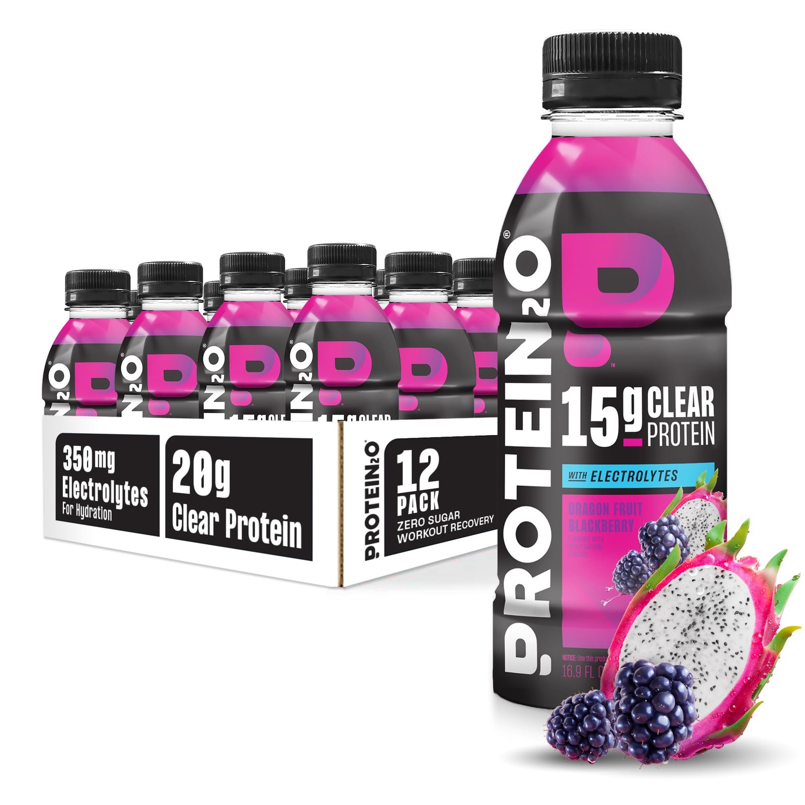 Protein2o Hydration Drink – 2-in-1 Liquid Clear Whey 16.9 Fl Oz (Pack of 12)