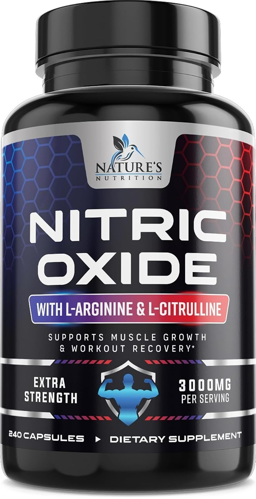 Nitric Oxide Booster Extra Strength – L-Arginine & Citrulline 180 Capsules