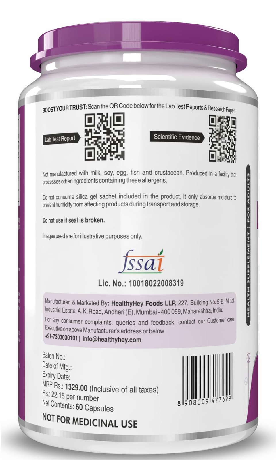 HealthyHey L Carnitine L Tartrate Fat Metabolism Capsules