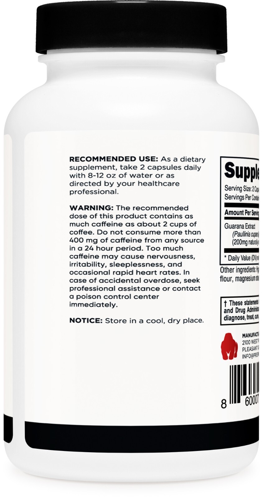 Primal Guarana (1000 MG Per Serving) (150 Capsules) – 200 MG Natural Caffeine