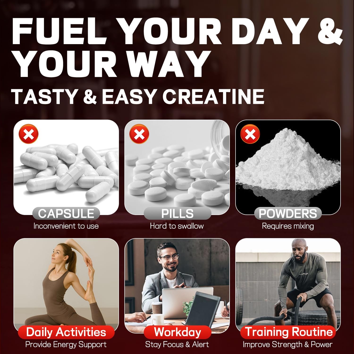 99.9% Creatine Monohydrate Gummies, 5000mg Creatine for Men & Women