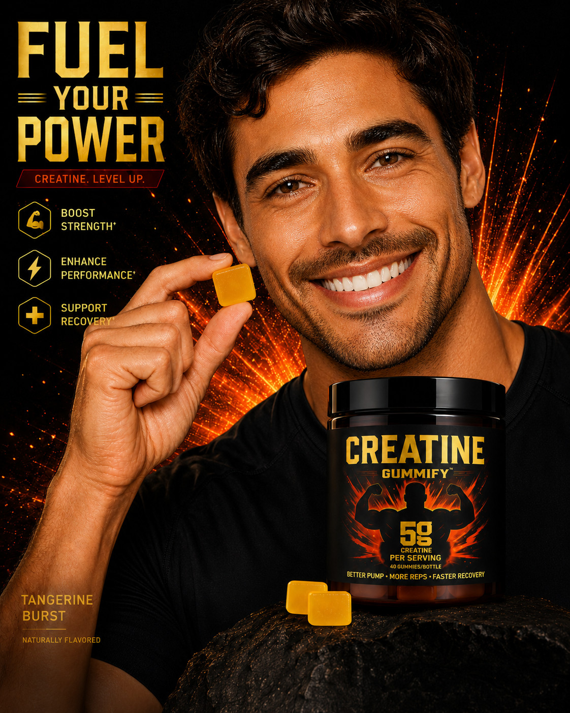 3 Pack Creatine Gummies, 5g creatine, 40 gummies per bottle, vegan, gluten-free